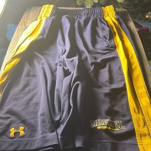 NCAA Under Armour Men’s Drexel University Sports Shorts Color Blue/Gold Size Med